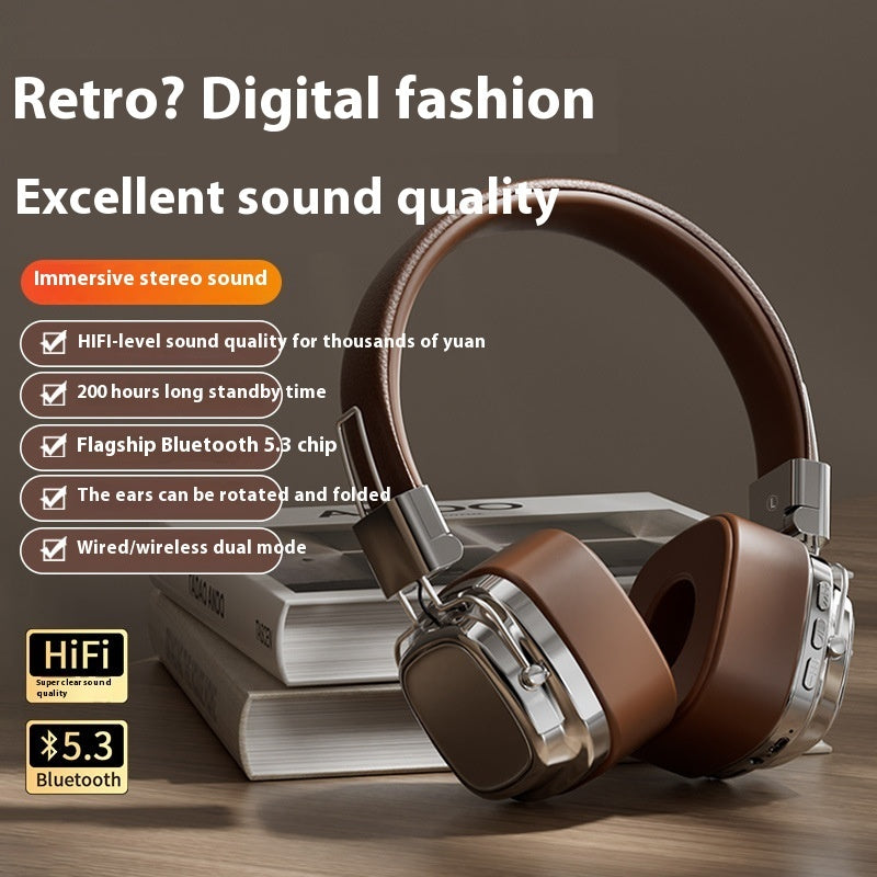 Retro Bluetooth Kopfhörer – Kabelloses Headset mit kräftigem Bass & edlem Vintage-Design