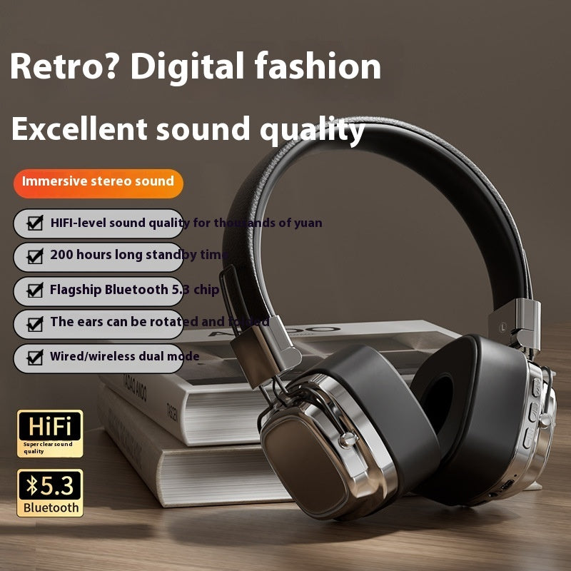 Retro Bluetooth Kopfhörer – Kabelloses Headset mit kräftigem Bass & edlem Vintage-Design