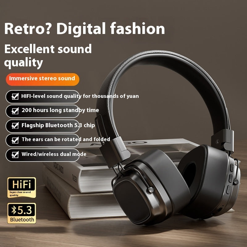Retro Bluetooth Kopfhörer – Kabelloses Headset mit kräftigem Bass & edlem Vintage-Design
