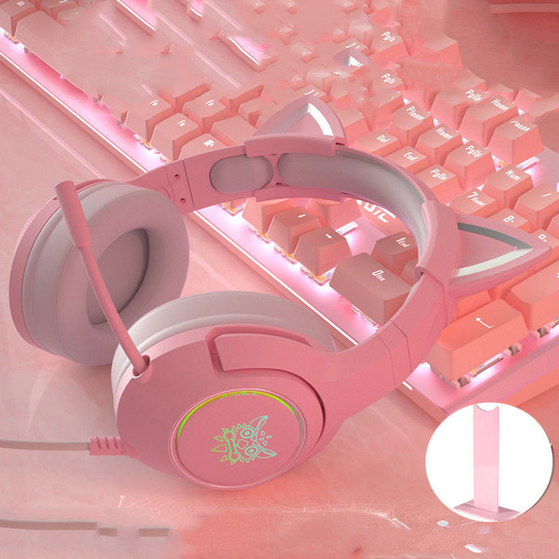 Luxus Kabel-Katzenohr-Kopfhörer 💗 – Wired Headset mit Mikrofon für Frauen & Mädchen